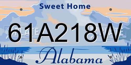 61A218W Alabama License Plate