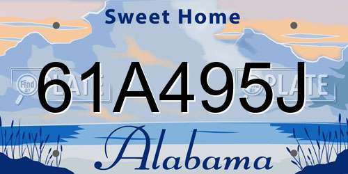 61A495J Alabama License Plate
