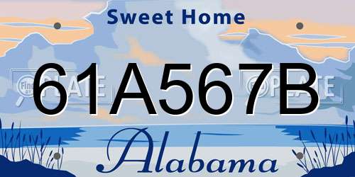 61A567B Alabama License Plate