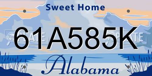 61A585K Alabama License Plate
