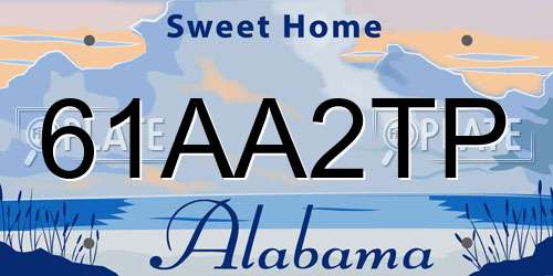 61AA2TP Alabama License Plate