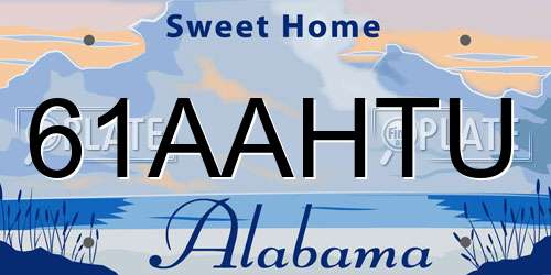 61AAHTU Alabama License Plate