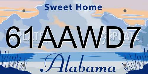 61AAWD7 Alabama License Plate