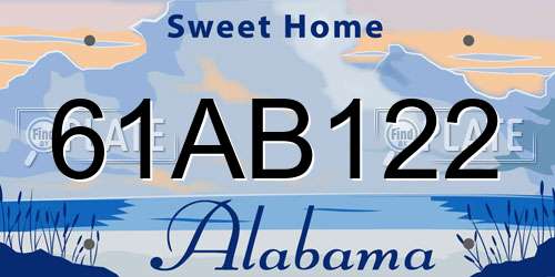 61AB122 Alabama License Plate