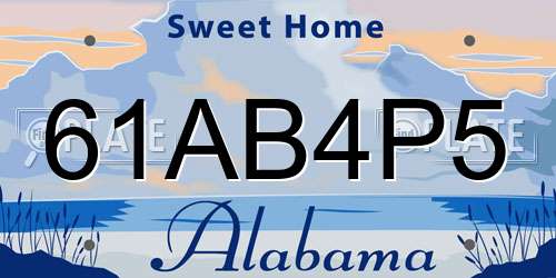 61AB4P5 Alabama License Plate