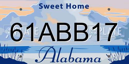 61ABB17 Alabama License Plate