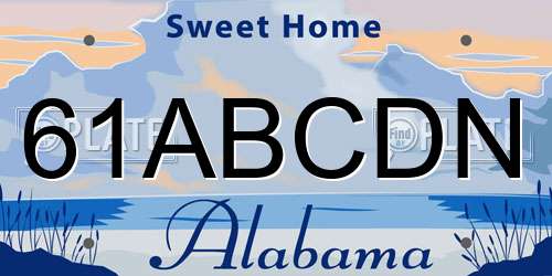 61ABCDN Alabama License Plate