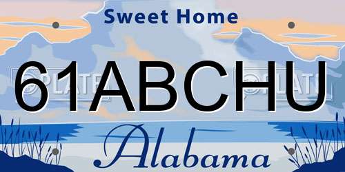 61ABCHU Alabama License Plate