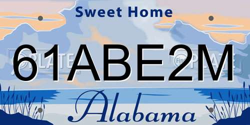61ABE2M Alabama License Plate