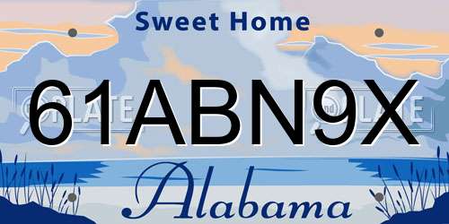 61ABN9X Alabama License Plate