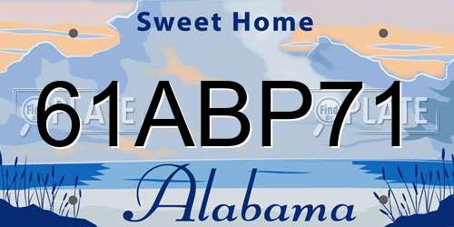 61ABP71 Alabama License Plate
