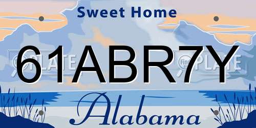 61ABR7Y Alabama License Plate