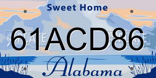 61ACD86 Alabama License Plate