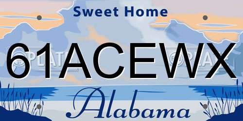 61ACEWX Alabama License Plate