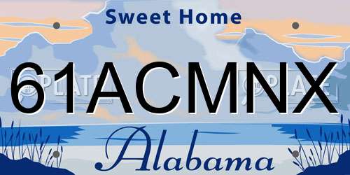 61ACMNX Alabama License Plate
