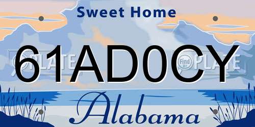 61AD0CY Alabama License Plate