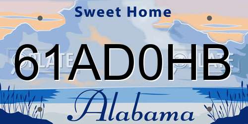 61AD0HB Alabama License Plate