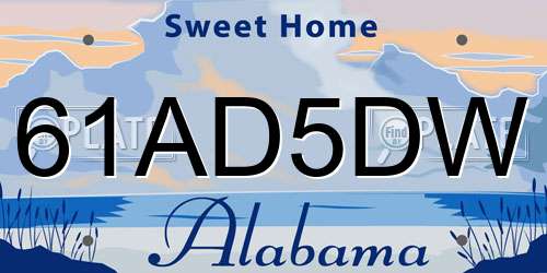 61AD5DW Alabama License Plate