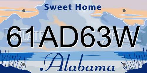 61AD63W Alabama License Plate
