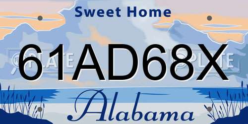 61AD68X Alabama License Plate