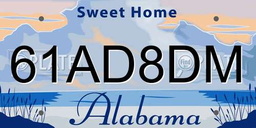 61AD8DM Alabama License Plate