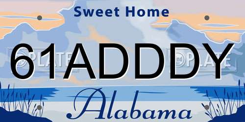 61ADDDY Alabama License Plate