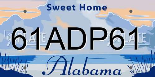 61ADP61 Alabama License Plate