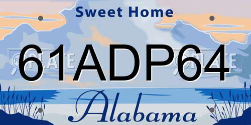 61ADP64 Alabama License Plate