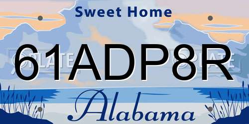 61ADP8R Alabama License Plate