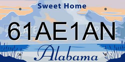 61AE1AN Alabama License Plate