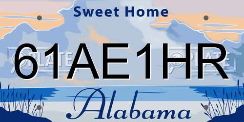 61AE1HR Alabama License Plate