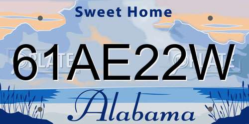 61AE22W Alabama License Plate