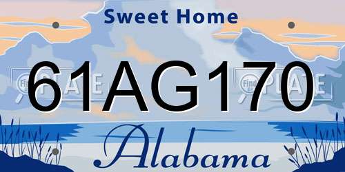 61AG170 Alabama License Plate
