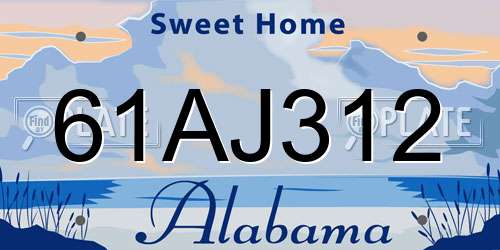 61AJ312 Alabama License Plate