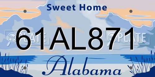 61AL871 Alabama License Plate