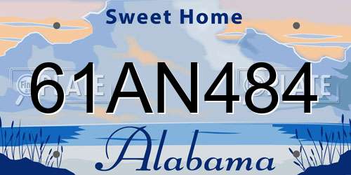 61AN484 Alabama License Plate