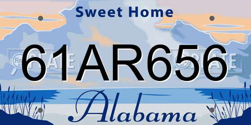 61AR656 Alabama License Plate