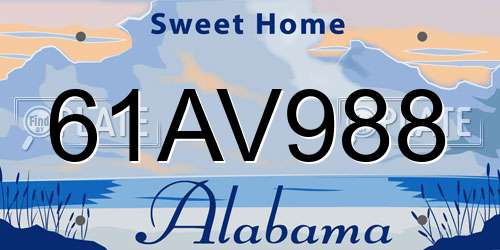 61AV988 Alabama License Plate