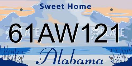 61AW121 Alabama License Plate