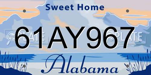 61AY967 Alabama License Plate