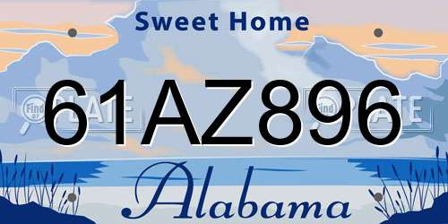 61AZ896 Alabama License Plate