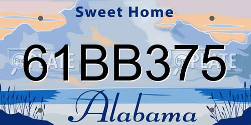 61BB375 Alabama License Plate