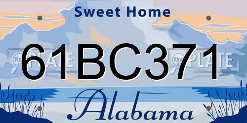 61BC371 Alabama License Plate