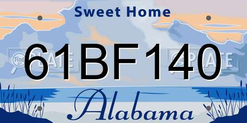 61BF140 Alabama License Plate