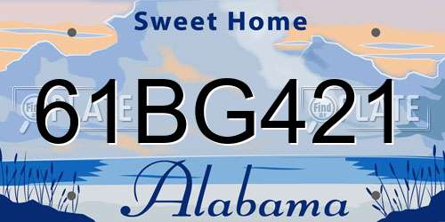 61BG421 Alabama License Plate