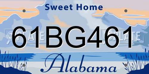 61BG461 Alabama License Plate