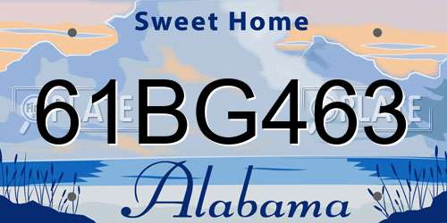 61BG463 Alabama License Plate