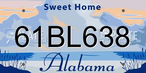 61BL638 Alabama License Plate