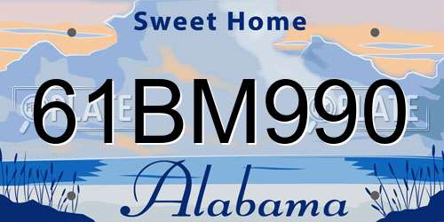 61BM990 Alabama License Plate