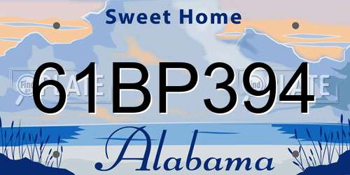 61BP394 Alabama License Plate